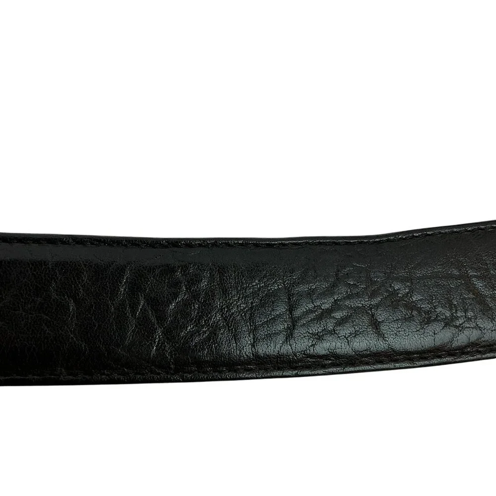 Tony Lama Black Leather Belt With Classic Western Silver Buckle Mens 40